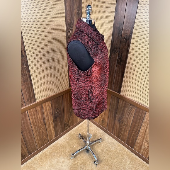 Vintage Robert Mann Furs Dyed Red Persian Lamb Fur Vest Jacket Coat Small - Picture 3 of 11
